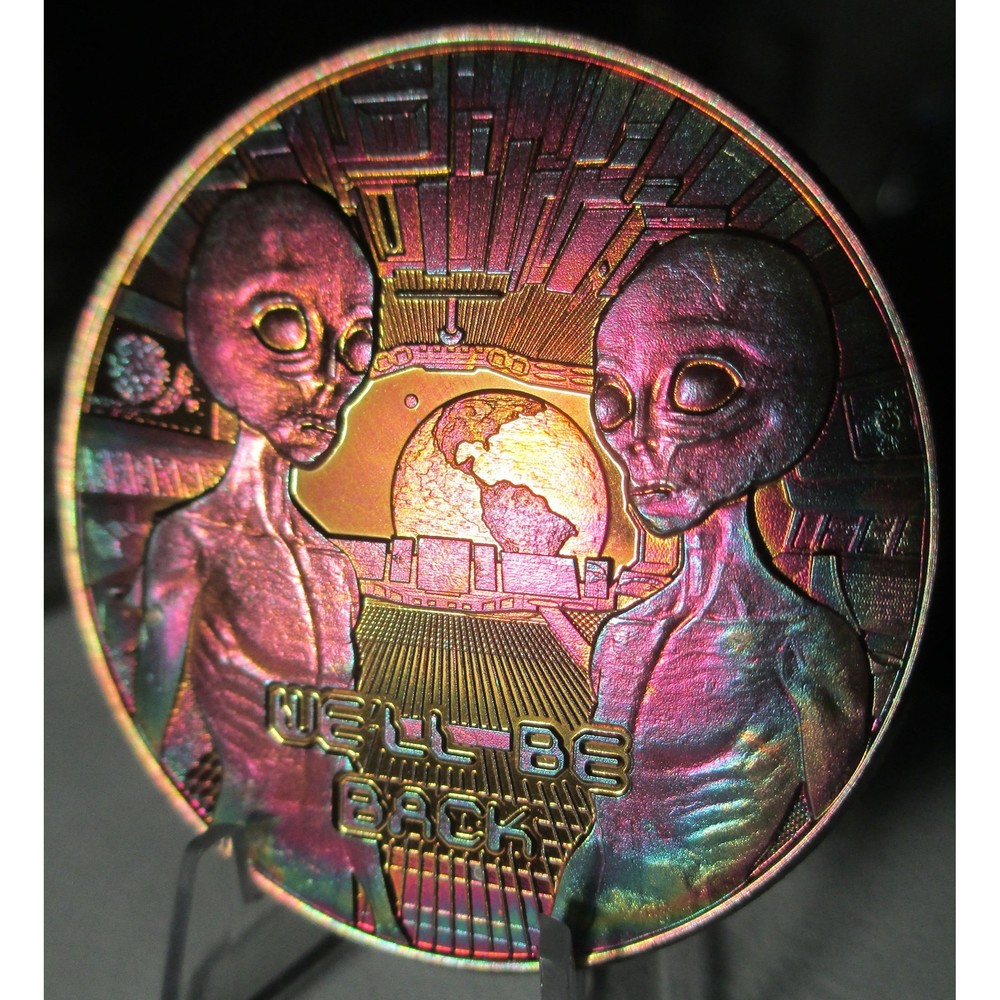 NEW!! Aliens We Will be Back Art Toned Round 1 ounce .999 Fine Copper